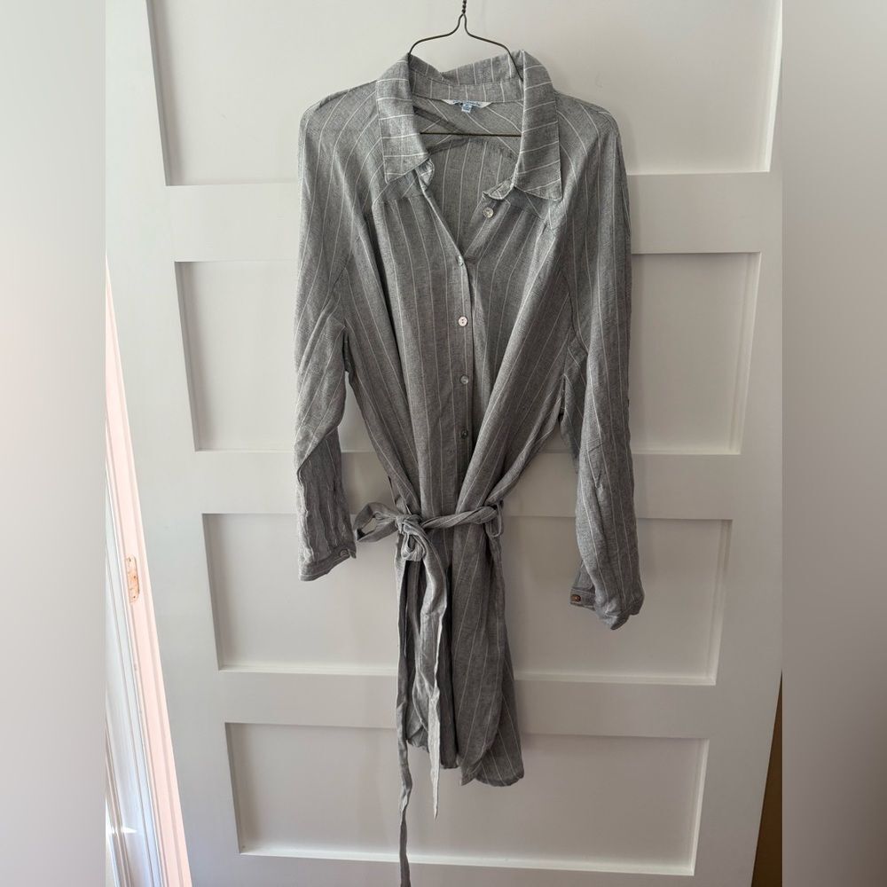 Blue Island Button Down Shirt Dress